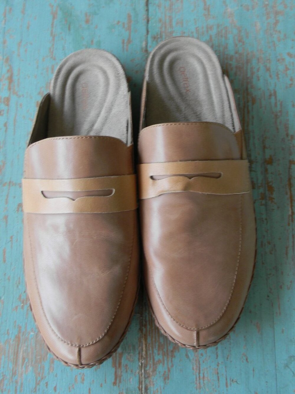 EUC WM'S AETREX TAN LEATHER SLIP ON LEATHER COMFORT SHOES SZ 10.5-11
